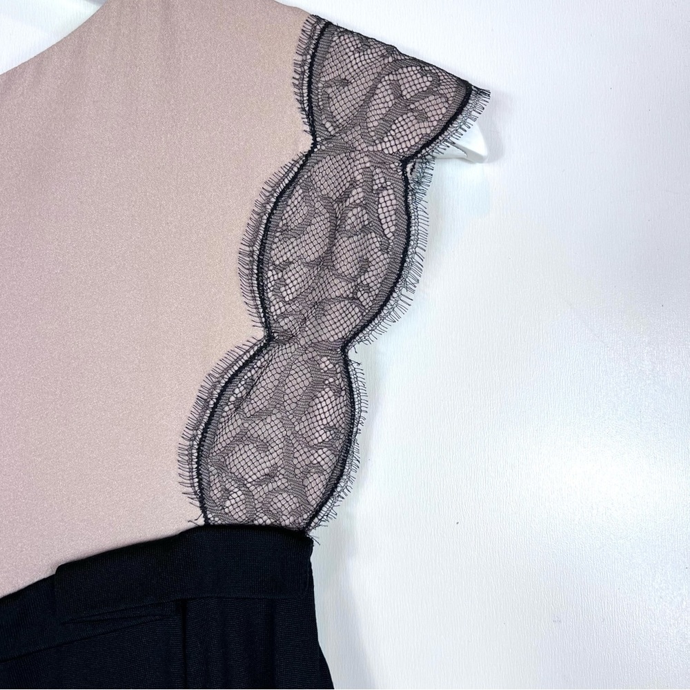 3.1 Philip Lim Silk Pleated Tan Black Top Blouse Size Large - Picture 6 of 13